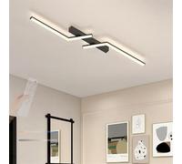 TZSMUM Moderna Plafoniera LED Soffitto Dimmerabile con Telecomando Lampada da Soffitto Semi Incasso 2700K-6500K Plafoniera Lunga Lineare Disegno per Camera da Letto Salotto Cucina (Nero,120cm)