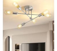 TZSMUM Sputnik Plafoniera E27 Soffitto Industrial Lampada da Soffitto Interno in Ferro Vintage Plafoniera Semi Incasso Moderno per Camera da Letto Soggiorno Cucina (Argento)