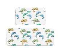 TZTTZT 2 tappetini da cucina per pavimenti, colorati e carini camaleonti, antiscivolo, lavabili, anti-affaticamento, per pavimenti della cucina, decorazione per la casa