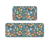 TZTTZT 2 tappetini da cucina per pavimenti, volpi e uccelli nella foresta, antiscivolo, lavabili, anti-affaticamento, per pavimenti della cucina, decorazione per la casa