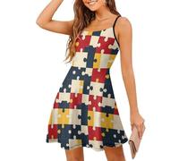 TZTTZT Abiti estivi da donna 2025 eleganti di classe - Abiti da donna estivi con stampa puzzle colorati, Stile-41, L