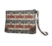 TZTTZT American Wood Grain Deer Print Wristlet Pochette per le donne, portafogli e borse in pelle