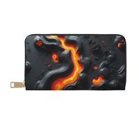 TZTTZT Astratto Arancione Lava flusso Stampa Portafoglio Donna, Pelle Bifold Multi Card Portafoglio, Portafogli Donna Lungo