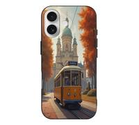 TZTTZT Autunno Tram Print Compatibile con iPhone 17 Custodia sottile sottile, carina compatibile con iPhone 17, controllo della fotocamera, protezione antiurto, resiste ai graffi, multicolore