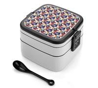 TZTTZT Bento box colorato con stampa di testa di lupo graffiti, carino contenitore per il pranzo per adulti, donne, uomini, piccolo contenitore per insalata per pranzo, riutilizzabile, doppio pranzo