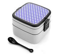 TZTTZT Bento box con stampa a pois viola chiaro (B), carino contenitore per il pranzo per adulti, donne, uomini, piccolo contenitore per insalata per pranzo, riutilizzabile, doppio pranzo impilabile