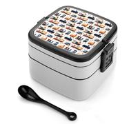 TZTTZT Bento box con stampa colorata con treno dei cartoni animati, piccolo contenitore per insalata per pranzo, carino contenitore per il pranzo per adulti, donne, uomini, riutilizzabile, doppio