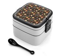 TZTTZT Bento box con stampa di funghi e lumache, piccolo contenitore per insalata per pranzo, carino contenitore per il pranzo per adulti, donne, uomini, riutilizzabile, doppio pranzo, impilabile