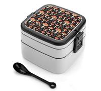 TZTTZT Bento box con stampa di funghi, piccolo contenitore per insalata per pranzo, carino contenitore per il pranzo per adulti, donne, uomini, riutilizzabile, doppio pranzo impilabile
