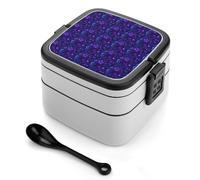TZTTZT Bento box con stampa di lupo viola fluo, carino contenitore per il pranzo per adulti, donne, uomini, piccolo contenitore per insalata per pranzo, riutilizzabile, doppio pranzo impilabile