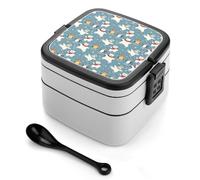 TZTTZT Bento box con stampa di pinguino e fiocchi di neve, piccolo contenitore per insalata per pranzo, carino contenitore per il pranzo per adulti, donne, uomini, riutilizzabile, doppio pranzo