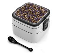 TZTTZT Bento box con stampa di rose viola serpente dorato, carino contenitore per il pranzo per adulti, donne, uomini, piccolo contenitore per insalata per pranzo, riutilizzabile, doppio pranzo