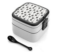 TZTTZT Bento box con stampa di testa di lupo e luna, carino contenitore per il pranzo per adulti, donne, uomini, piccolo contenitore per insalata per pranzo, riutilizzabile, doppio pranzo impilabile