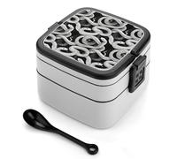 TZTTZT Bento box con stampa serpente bianco, carino contenitore per il pranzo per adulti, donne, uomini, piccolo contenitore per insalata per pranzo, riutilizzabile, doppio pranzo impilabile