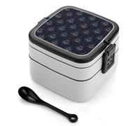 TZTTZT Bento box con stampa testa di lupo con occhi dorati, carino contenitore per il pranzo per adulti, donne, uomini, piccolo contenitore per insalata per pranzo, riutilizzabile, doppio pranzo