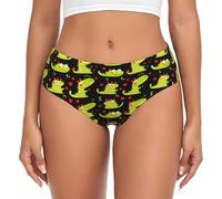 TZTTZT Biancheria intima da donna senza cuciture, con stampa a coccodrillo in stile cartone animato, slip da donna, nero, Medium