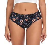 TZTTZT Biancheria intima da donna senza cuciture, con stampa di farfalle, fiori, luna, cielo, invisibile, slip da donna, Nero, XS