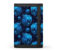 TZTTZT Blue Flame Lion (A) - Portafoglio da uomo, con 8 scomparti per carte di credito, sottile e minimalista, con tasca frontale