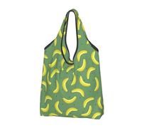 TZTTZT Borse della spesa riutilizzabili, borsa di totalizzatore della borsa della spesa delle banane mature gialle pieghevoli con le maniglie, nero, 3 PCS