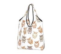 TZTTZT Borse della spesa riutilizzabili, borsa di totalizzatore della spesa dei gufi sveglio semplice pieghevole con le maniglie, Nero, 1 PC