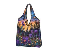 TZTTZT Borse della spesa riutilizzabili, borse della spesa pieghevoli cosmiche iris al crepuscolo borsa di totalizzatore con manici, nero, 2 PCS