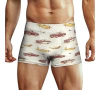 TZTTZT Boxer da uomo - Vintage Airplane Car Print seta traspirante confortevole pantaloncini da uomo taglia XXL, Multicolore, XX-Large