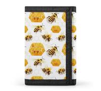 TZTTZT Carino Bee Miele Stampa Portafoglio da Uomo, Piccolo Portafoglio Bifold Uomo, 8 Porta Carte di Credito Sottile Minimalista Tasca Frontale