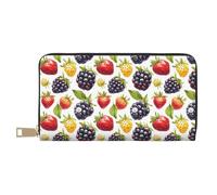 TZTTZT Carino fragola uva stampa portafoglio donne, cuoio Bifold Multi Card Wallet, portafogli lungo delle donne della borsa