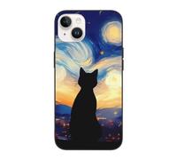 TZTTZT Compatibile con iPhone 14 custodia carina, gatto sotto i cieli stellati compatibile con iPhone 14, custodia protettiva antiurto per donne e uomini
