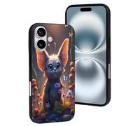 TZTTZT Compatibile con iPhone 16 - Custodia per iPhone 16 con stampa di elfi dei cartoni animati n. 9, custodia per iPhone 16, carina per donne e uomini, resiste ai graffi, nero
