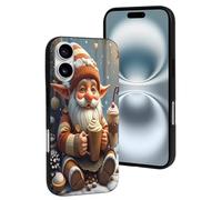 TZTTZT Compatibile con iPhone 16 - Custodia per iPhone 16 con stampa di elfo dei cartoni animati n. 17, custodia per iPhone 16, carina per donne e uomini, resiste ai graffi, nero