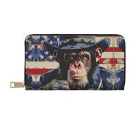 TZTTZT Cool Chimp with Drink Wallet Donna, Portafoglio Bifold Multi Card in pelle, Portafogli Donna Portafoglio Lungo