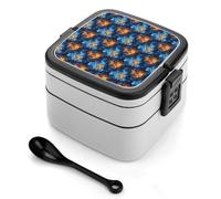TZTTZT Cool Flame Lion Head Print Bento Box, piccolo contenitore per insalata per pranzo, carino contenitore per il pranzo per adulti, donne, uomini, riutilizzabile, doppio pranzo impilabile