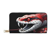 TZTTZT Cool Red Snake-A Print Wallet Women, Portafoglio in pelle Bifold Multi Card, Portafogli da donna lunghi
