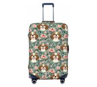 TZTTZT Copertura protettiva per bagagli, con stampa di un cucciolo di fiori rosa, per valigie da pollici, Nero , 25-28