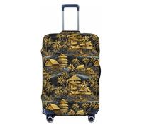 TZTTZT Copertura protettiva per bagagli, motivo hawaiano retrò con paesaggi dorati, per valigie da pollici, nero, 29-32