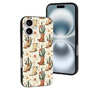 TZTTZT Custodia compatibile con iPhone 16 - Cactus Cowboy Boots A Print Phone Case Compatibile con iPhone 16 Custodie carino per donne uomini, resiste ai graffi