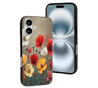 TZTTZT Custodia compatibile con iPhone 16, con stampa colorata con papaveri n. 56, custodia per iPhone 16, carina per donne e uomini, resiste ai graffi