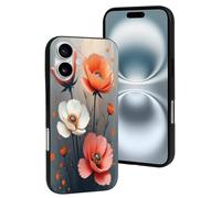 TZTTZT Custodia compatibile con iPhone 16, con stampa di papaveri n. 4, compatibile con iPhone 16, carina, per donne e uomini, resiste ai graffi