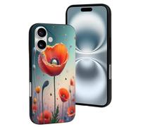 TZTTZT Custodia compatibile con iPhone 16, con stampa di papaveri n. 70, compatibile con iPhone 16, carina, per donne e uomini, resiste ai graffi