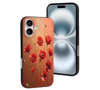 TZTTZT Custodia compatibile con iPhone 16, con stampa di papaveri n. 75, compatibile con iPhone 16, carina, per donne e uomini, resiste ai graffi