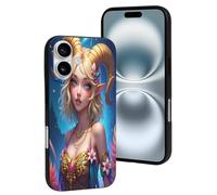 TZTTZT Custodia compatibile con iPhone 16 - Custodia per telefono con stampa di elfi dei cartoni animati n. 12, compatibile con iPhone 16, carina per donne e uomini, resiste ai graffi, nero