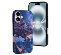 TZTTZT Custodia compatibile con iPhone 16, resiste ai graffi, cielo stellato, femmina, cavaliere tigre, custodia per telefono compatibile con iPhone 16, carina, per donne e uomini, nero