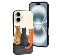 TZTTZT Custodia compatibile con iPhone 16 - Resistente ai graffi Quattro gatti che guardano la pioggia Custodia per telefono compatibile con iPhone 16 custodie carine per donne e uomini