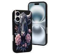 TZTTZT Custodia compatibile con iPhone 16 - Simpatica custodia per telefono con stampa di onice toro n. 76, compatibile con iPhone 16, carina, per donne e uomini, resiste ai graffi, nero