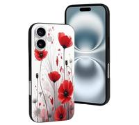 TZTTZT Custodia compatibile con iPhone 16 - Stampa papaveri n. 33 Custodia per telefono compatibile con iPhone 16, carina, per donne e uomini, resiste ai graffi