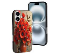 TZTTZT Custodia compatibile con iPhone 16 - Stampa papaveri n. 47 Custodia per telefono compatibile con iPhone 16, carina, per donne e uomini, resiste ai graffi