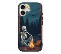 TZTTZT Custodia sottile sottile e carina con scheletro bianco gotico con stampa falò compatibile con iPhone 17, controllo della fotocamera, antiurto, resistente ai graffi