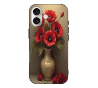 TZTTZT Custodia sottile sottile e carina con stampa di papaveri rossi n. 8, compatibile con iPhone 17, controllo della fotocamera, antiurto, resistente ai graffi