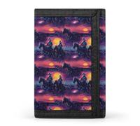 TZTTZT Cyber Sunset Western Cowboy Print Wallet per uomo, 8 porta carte di credito sottile e minimalista tasca frontale piccoli portafogli bifold da uomo